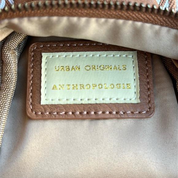 Anthropologie Brown Leather Crossbody Bag with Chevron Strap - Picture 6 of 6